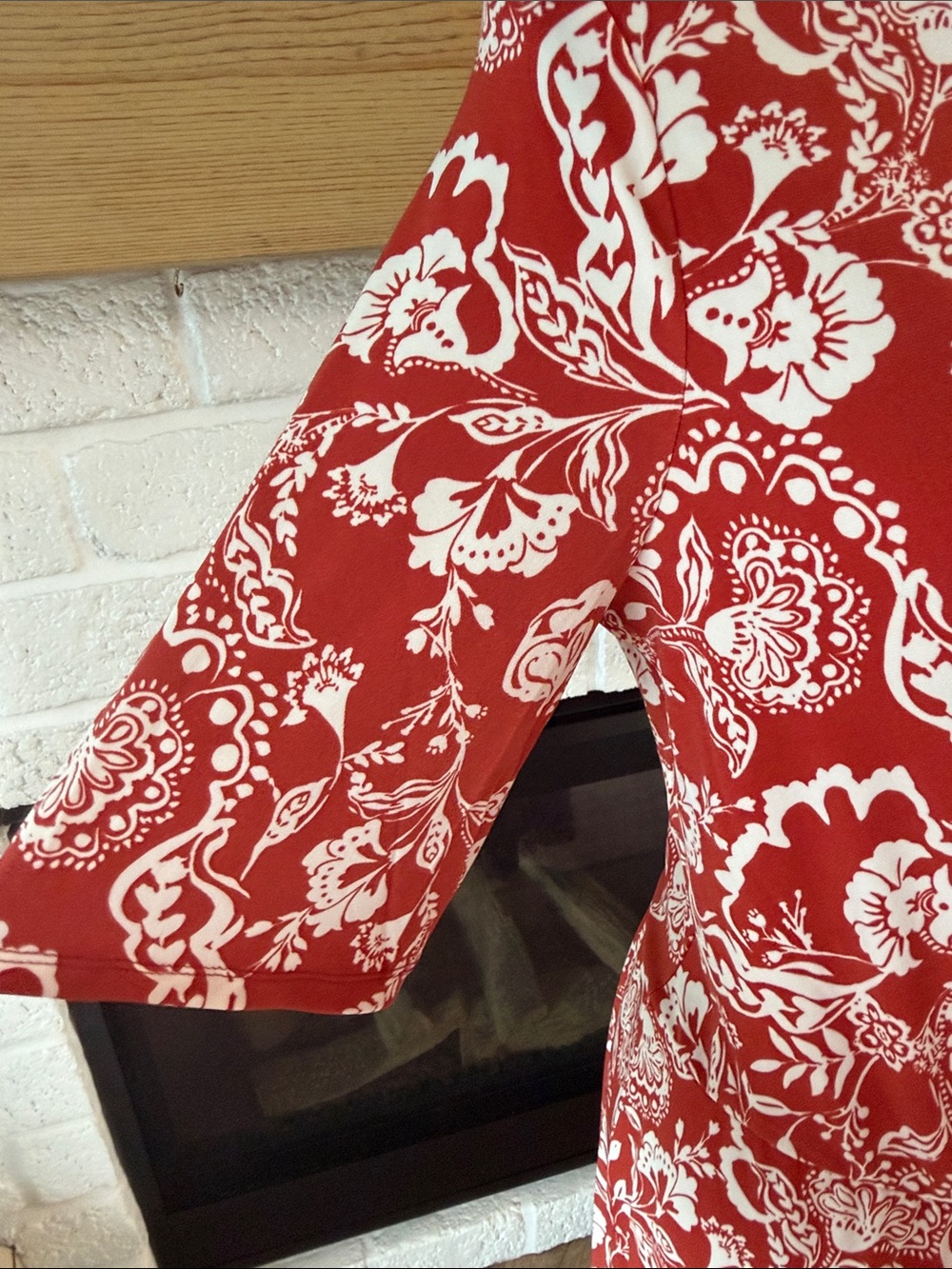London Times Red and White Floral Midi Wrap Dress - Picture 5 of 10